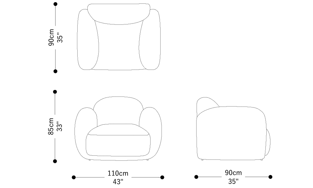 Image of the main dimensions of the product